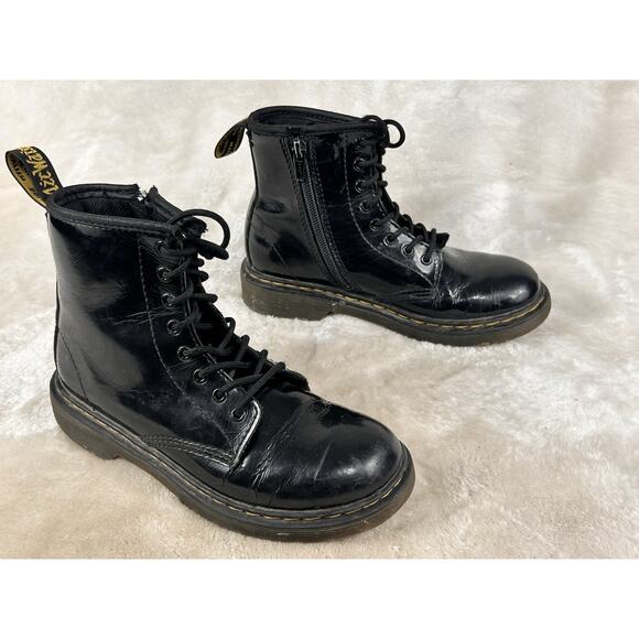 Dr Doc Martens Air Wair Combat Boots Size 2, 1460J Lace Zip Up Kids Youth - Picture 3 of 8